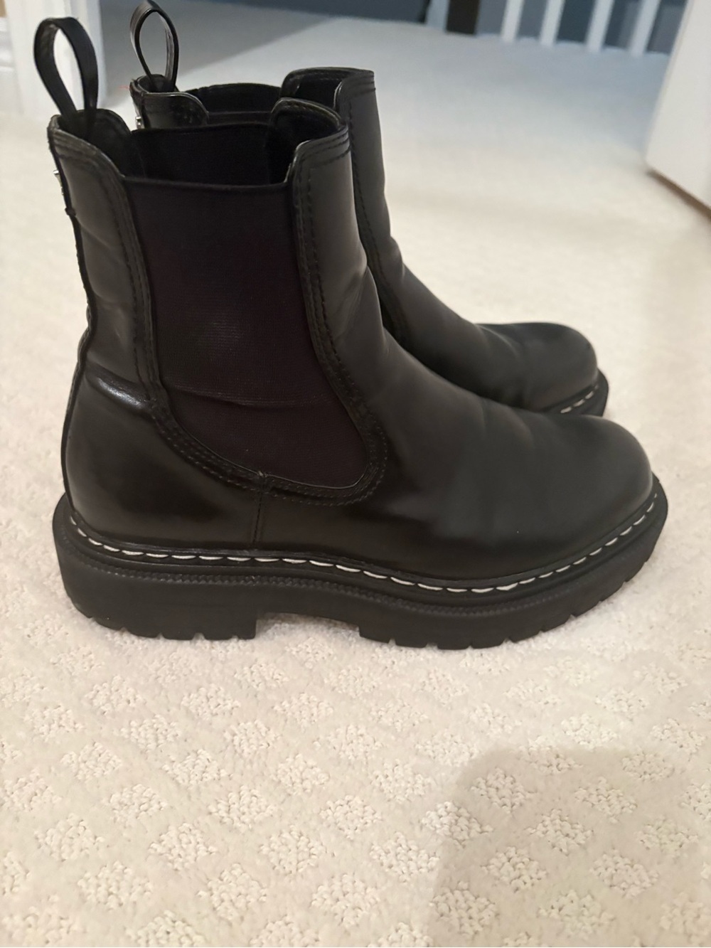 Circus by Sam Edelman Black Leather Chelsea Lug Boots